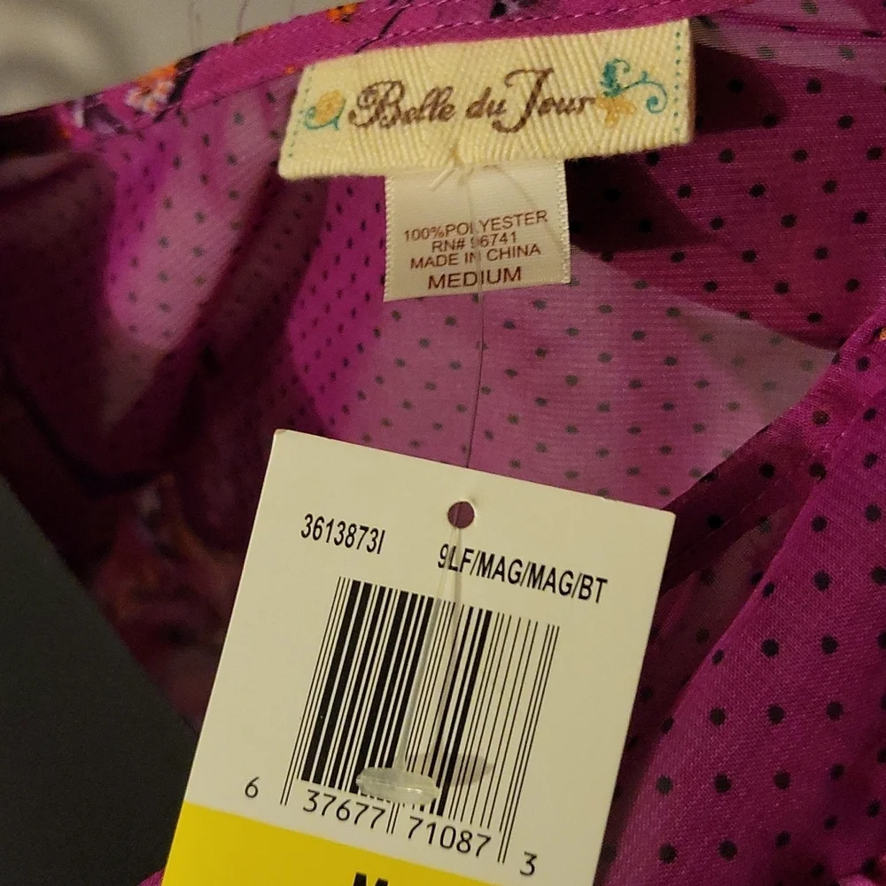 SOLD. Belle du Jour "Into the Woods" Semi-Sheer Tie-Waist Top - Picture 12 of 12